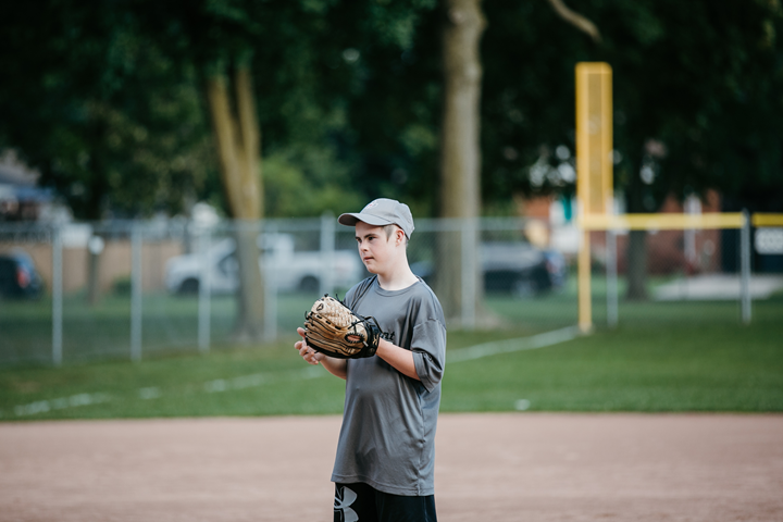 Baseball Player Standing and waiting for a ball.